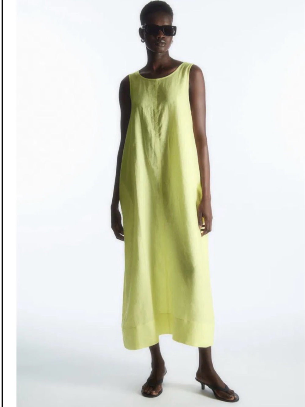 COS Sleeveless yellow midi linen dress